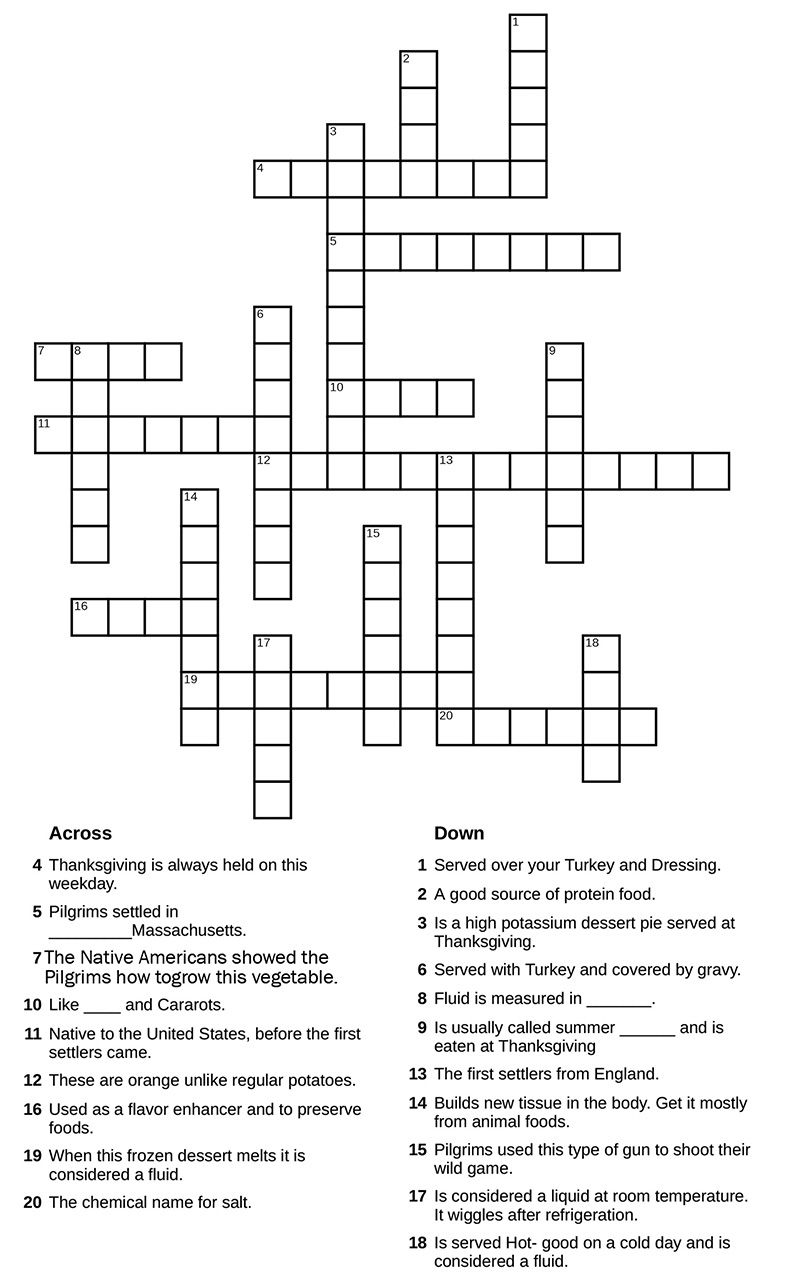 Fall Into Winter Crossword Puzzle