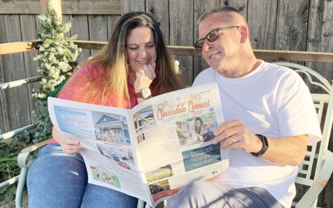 Local comedy show producer Jackie Evans tells his wife Jolene “It’s no joke. I love to read Cloverdale Connect”.