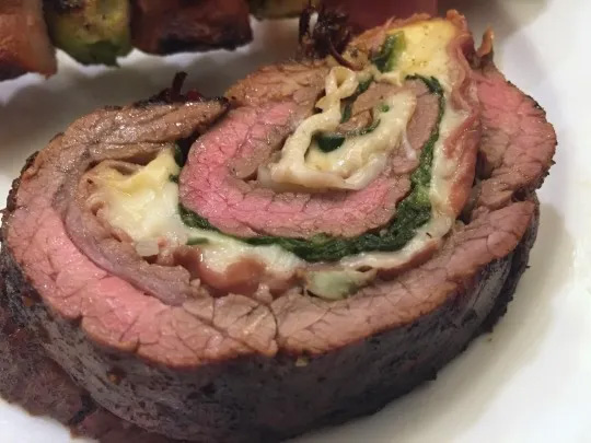 Rolled Flank Steak with Prosciutto and Basil